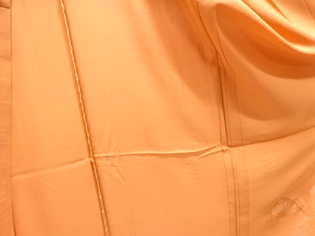  駒絽カットワーク　片輪車模様一つ紋付け下げ色無地着物